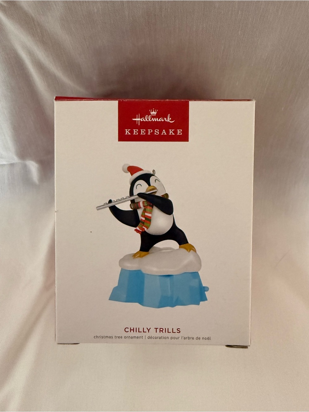 Hallmark Penguin Playing Flute Ornament - Black, White, Red, Blue, Green